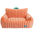 ZEZE Furniture-Style Sofa Pet Bed, Washable Plush Couch Bed with Bolstered Sides & Non-Slip Bottom for Dogs & Cats, Cozy Indoor Bed (Orange, Large)