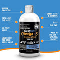 100% Pure Fish Oil for Dogs & Cats (1,545mg Omega 3 per Teaspoon) 32oz. Loaded with EPA & DHA for Joints, Skin & Coat, Itching, Heart & Immune Health. Stronger Than Salmon Oil. Unflavored Omegease.