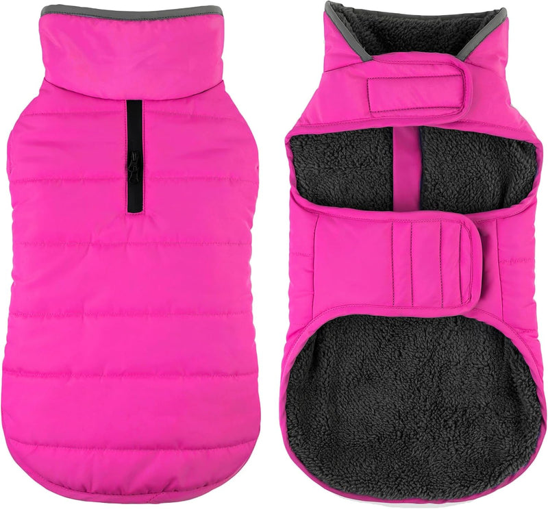 Petglad Waterproof Dog Winter Coat, Warm Fleece Dog Jacket with Leash Hole