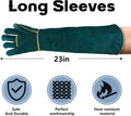 Surfante Animal Handling Gloves Bite Proof with 40inch Collapsible Snake Hook,Suitable for Falcon Dog Cat Bird Reptile Snake