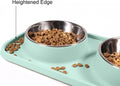 L.D.Dog Cat Food Bowls, Cat Bowls Non-Skid and Non-Spill Silicone Pads with PP Stand, Removable Stainless Steel Food and