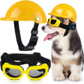 Frienda Dog Helmet and Goggles, UV Protection Doggy Sunglasses and 4 Inch Padded Puppy Motorcycle Helmet Adorable Dog Go