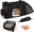 pidipiti 25x17x17 Extra Large Expandable car cat Carrier with a Litter Box