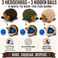 2-in-1 No-Stuffing Hedgehog Dog Toys 3 PCS, Squeaky Ball for Throwing Play