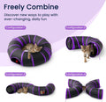 Love's cabin Round Cat Tunnel for Indoor Cats, Collapsible Pet Play Tunnel with Teaser Wand, Peek Holes & Hanging Ball, Interactive Kitty Tube for Kittens & Rabbits, Purple