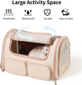 FUKUMARU Cat Carrier, 4 Mesh Windows Small Dog Carrier, 4 Storage Pockets Cat Travel Bag, Under 15 lb Airline Approved Pet Carrier, Rollable Cover for Nervous Cats, Pink