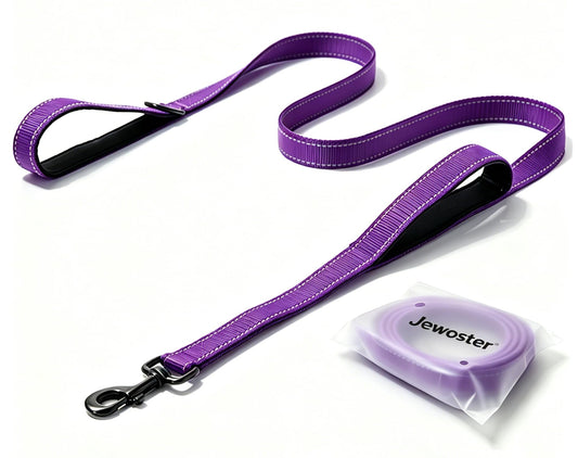 Heavy Duty Dog Leash - 2 Handles by Padded Traffic Handle for Extra Control, 6foot Long - Perfect for Medium to Large Dogs (Purple, 6 ft)