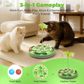 CGBD 3 in 1 Cat Treat Puzzle Feeder, Level 3 Interactive Cat Puzzle Toy with Track Balls, Feather Teaser & Slow Feeder Insert, Non-Slip Base, Mental Stimulation for Bored Indoor Cats, Green