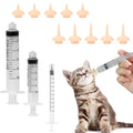 Pet Feeding Set-10 Pcs Silicone Feeding Nursing Nipple and 1ML/5ML/10ML Feeding Syringe, Pet Nursing Feeding Tools for Kittens Puppies Newborn Animals (1ml+5ml+10ml+10 Nipple)