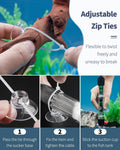 Pawfly 20 Pack Aquarium Suction Cups with Clips and Adjustable Zip Ties Cables Fish Tank Tools for Binding Moss Holding 