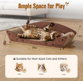 ZOMISIA 26'' Cardboard Cat Scratcher Bed - Large Scratcher Couch for Indoor Cats, Orthopedic Scratching Board, Lounger Scratching Couch with Bells