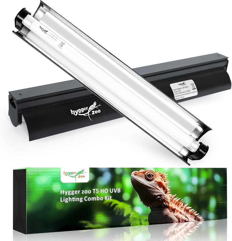 T5 Reptile Light Fixture Combo Kit 8W Light Fixture Reptile Terrarium Hood 10.0 UVB Light Bulb Fluorescent Tube Ideal fo