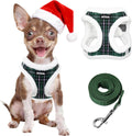AIITLE Christmas Plush Small Dog Harness and Leash Set for Winter
