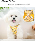 JUFOO XXS Yellow Flower Pattern Dog Harness and Leash Set,No Escape Harnesses for Training Walking，Breathable Adjustable Puppy Vest for Small Medium Dogs, Cats (Yellow, XXS)