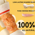 Dog Treats Chews, 6.5" Chicken Wrapped Rawhide Knotted Bones