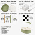 Indoor Bird Bath Fountain & Parrot Shower with Natural Pine Wood Perch