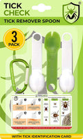 TickCheck Tick Remover Spoon - 3 Pack of Lightweight Tick Remover Tools with Free Tick ID Card & Carabiner (2 Sets, 3 Spoons)