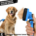 Professional 3PCS Self Cleaning Slicker Brush & Pet Grooming Rake & Flea Comb for Dogs,Cats and Horses | Double-Sided De