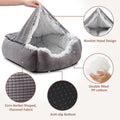 MIXJOY Dog Beds for Medium Large Small Dogs, Rectangle Cave Hooded Blanket Puppy Bed, Luxury Orthopedic Cat Beds for Indoor Cats, Warmth and Machine Washable (25 inches, Grey)