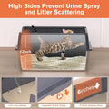 XXL Stainless Steel Litter Box with Lid, 28" Lx20 W Extra Large Cat Litter Boxes for Big Cats, Jumbo Metal Litter Box wi