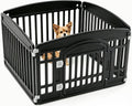 Sweetcrispy Plastic Dog Playpen, 4 Panel 24" Expandable & Durable Pet Fence for Small to Medium Dogs - Indoor & Outdoor Portable Puppy Playpen with Secure Locking Door - Black