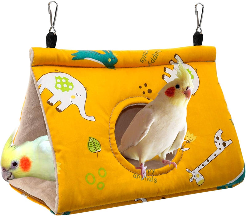Rypet Bird Bed for Cage Warm Bird Hammock Nest House Large Parrot, Yellow M