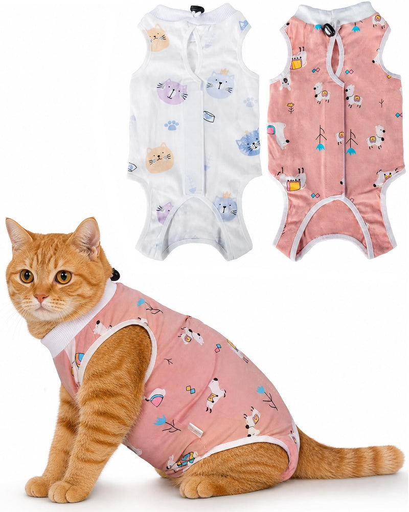 ANWA 2 Pack Cat Recovery Suit - Breathable Cat Onesie for Cats After Surgery Female, Kitten Surgery Recovery Suit Female Abdominal Wounds