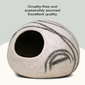 MEOWFIA Cat Cave – Premium Felt Cat Bed for Indoor Cats, Handmade Merino Wool (Light Gray, Medium)