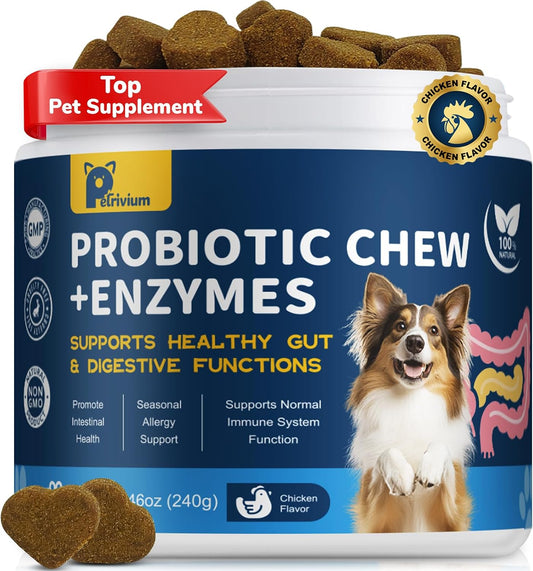 Probiotics for Dogs Digestive Health, Natural Probiotic Supplement with Digestive Enzymes and Prebiotic