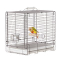 YOOSO WING Bird Carrier Travel Cage - 304 Stainless Steel Portable Folding Bird Travel Cage with Parrot Feeder Cups & Standing Perch for Smaller Birds Conures Lovebird Cockatiel Parakeets (White)