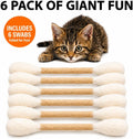 Glaciart One Swabs Cat Toys with Catnip - 6 Pk | Durable for Chew, Cute Cat Toys Interactive Kitty for Boredom, Exercise, & Play | Filled w/Organic Catnip for Anxiety & as Digestive Aid | Gift Idea