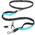 Laqibak Hands Free Dog Leash, Adjustable Waist Leash for Dog, Handle Bungee 4.2-6.7 Feet Long with Reflective Stitches for Walking Hiking Running, Fits 26"- 43" Waist, Black & Blue
