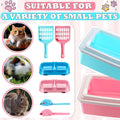 Beeveer 2 Set Kitten Litter Box Starter Kit 2 Pcs High Side Small Cat Litter Box Low Entry with 2 Scooper 2 Feeding Bowls 2 Mouse Toy for Small Kitty Essentials 14.57 x 10.63 x 4.17'', Blue and Pink