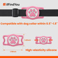 ilFindYou Waterproof Airtag Dog Collar Holder for Apple Air Tag, Silicone Dog Airtag Holder for Dogs & Cat Collars(Pink)