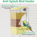 Hamiledyi Automatic Bird Feeder No Mess Bird Cage Feeder Transparent Acrylic Parrot Seed Food Container with Perch Cage 