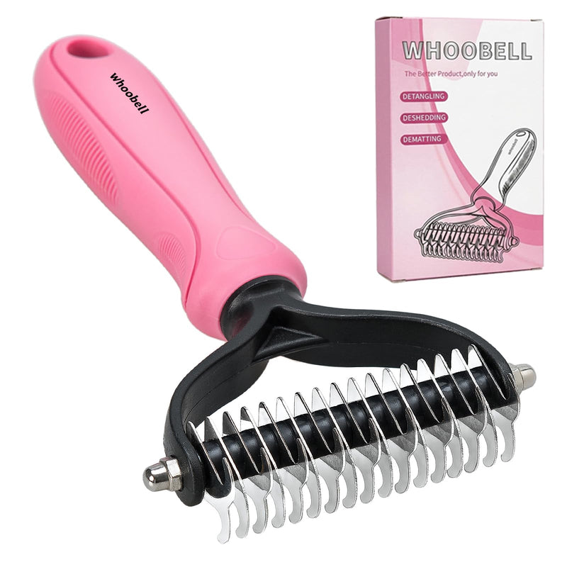 Undercoat Rake for Dogs, whoobell 2 Side Undercoat Brush for Deshedding and Dematting for Dog Cat Rabbit, Professional Pet Grooming HairTools, Removes Loose Undercoat and Nasty Shedding
