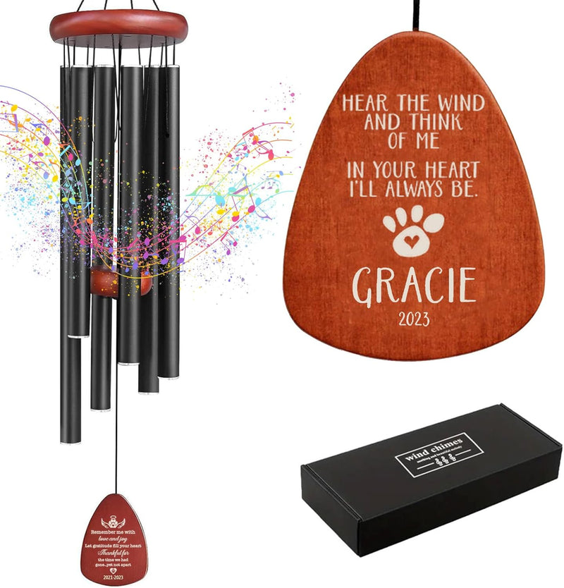 Personalized Pet Memorial Wind Chimes - Dog Memorial Gifts for Loss of Dog,Dogs Remembrance Bereavement Gift,Custom Pet 