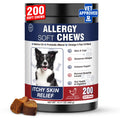 Dog Allergy Chews 200 Treats, Dog Allergy and Itching Skin Relief Bites Immune Support Dogs Probiotics for Yeast, Itchy Skin and Itchy Ears Anti Itch Licking Paws Treatment for Dogs Seasonal Allergies