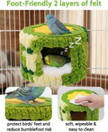 Bird Nest for Cage with Support Frame & Pad, Foot-Friendly Felt Safe Hideout, Warm Bird Bed for Parakeets Lovebird Budgies, Winter Plush Coral Fleece Hanging Hammock Hut, Soft Washable Cozy House