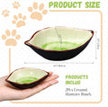 2 Pcs Ceramic Food Water Bowl Dish for Hamster Pets, Leaf