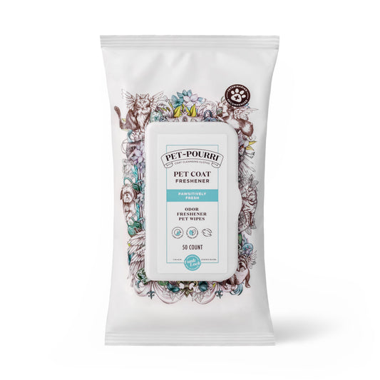 Poo-Pourri Pawsitively Fresh Deodorizing Pet Wipes – Quick Cleaning Wipes for Dogs & Cats – Plant Based Ingredients – Vet Recommended – Cleaner Odor Remover Wipes for Paw, Fur & Skin Soothing