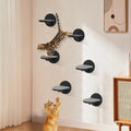 Cat Wall Shelves Furniture Set of 6, Wooden Cat Steps for with Scratching Pad, Sturdy Floating Climber Ladder Stairs, Ca