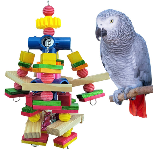 Cokliomc Parrot Toys for African Grey Parrots, Cockatoos, Small Macaws, Amazon Parrots Small and Medium Birds Natural Wooden Safe and Durable Chew Toys and Bird Cage Accessories