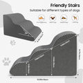 Pet Stairs for Small Dogs and Cats, Comfortable Curved Design with Waterproof Cover, High-Density Foam Steps for Beds or Sofas, Durable and Lightweight, 3-Layer, 21.7x15.7x13.8 Inches Grey