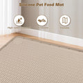 Bartuke Cat Food Mat, 40" x 28" Cat Litter Mat Extra Large Silicone Pet Feeding Mat with Raised Edge Pet Placemat for Food and Water Bowl Non-Slip, Easy to Clean, Floor Protection (Khaki)