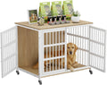 42" Furniture Style Large Dog Crate with Wheels, Metal Chew-Resistant Dog Kennel Indoor for Large & Medium Dogs, 41.9" W