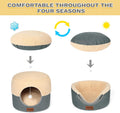 KISIMUY 2-in-1 Cat Cave Bed & Lounger with Reversible Plush Cushion, Cat Bed for Indoor Cats, Foldable Anti-Slip Cat House - Calming Cozy Hideaway for Kitten &Small Cats with Anxiety Relief, 15.7in