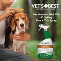 Vet's Best Flea Comb | Real Bamboo with Contour Grip Handle | for Dogs and Cats, Brown