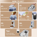 Automatic Cat Feeder and Water Dispenser with Stainless Steel Bowl Dog Gravity Food Feeder and Waterer for Small Medium 