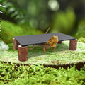 Bearded Dragon Basking Platform, Slate Rocks for Reptiles with Wooden Pile, Leopard Gecko Hides and Caves, Reptile Tank 